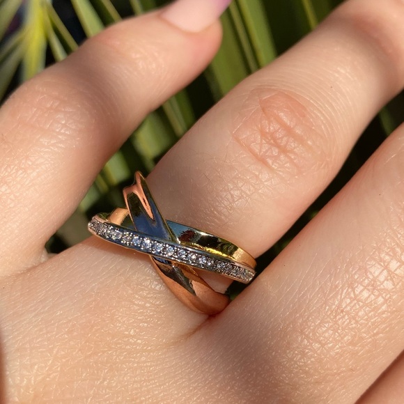 New Elegant Tricolor 925 Silver Ring - Picture 6 of 10